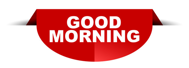 red vector round banner good morning