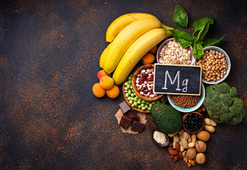 Assortment of  food containing magnesium