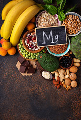 Assortment of  food containing magnesium