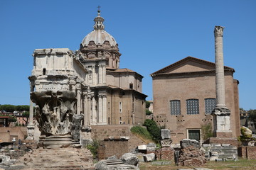 Curia Iulia and Church Santi Luca e Martina in Forum Romanum in Rome, Italy