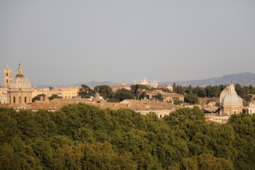 Fototapeta na wymiar Dusk at Rome view from the Terrazza del Gianicolo, Italy 
