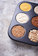 Assortment of different groats and cereals