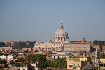 Fototapeta na wymiar Rome and St. Peter's Basilica view from park Villa Borghese, Italy 