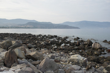 Fototapeta na wymiar after the tide, molyvos, greece