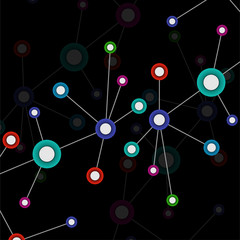 Abstract molecule background, colorful connected structure. Dna, atom, neurons