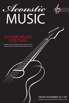black banner with guitar for acoustic music concert