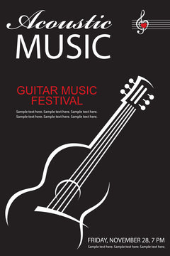 black banner with guitar for acoustic music concert