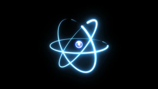 Icy atom circle magic shiny rotation around the core on a black background