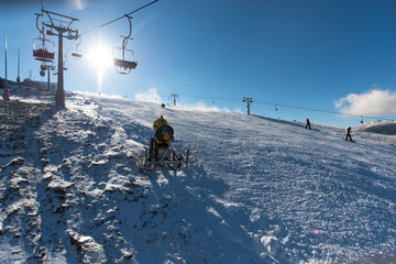 Fototapeta na wymiar skier on chairlift