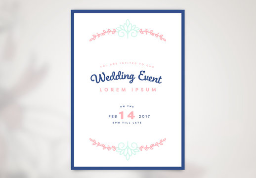 Wedding Event Poster Layout with Vine Elements
