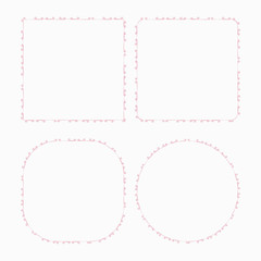 thin simple pink delicate frame decoration decor stroke curb frame princess square circle vector isolated on white background objects
