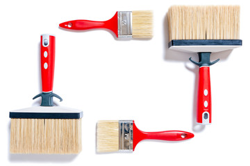 Professional house painter, work tools on a white background © francescomou