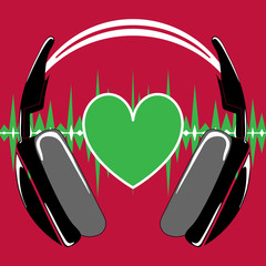 headphones, heart, pulse