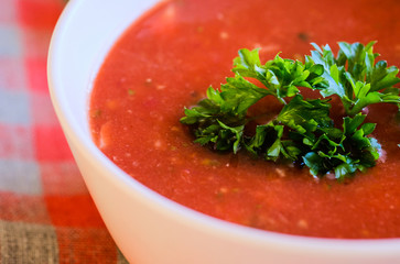 Gazpacho, a cold vegetarian soup