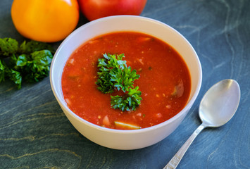 Gazpacho, a cold vegetarian soup