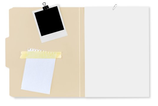File Folder with Blank Pages and Polaroid