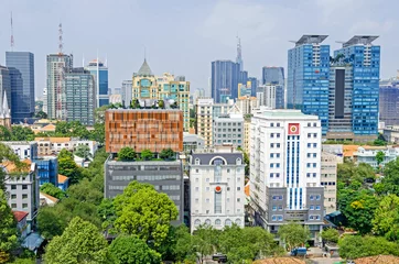 Rucksack Ho Chi Minh City metropolis and downtown of Saigon, Vietnam © laranik