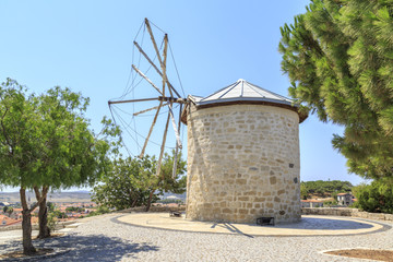 Fototapeta na wymiar Windmill of Alacati in Cesme, Izmir, Turkey