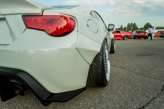 Fototapeta Moscow, Russia - June 23, 2018: JapanDays festival of japan cars - with serial and customized muscle cars