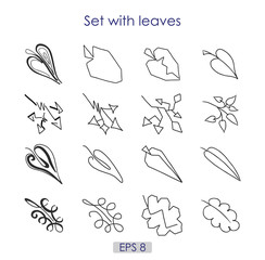 art sketching set of vector leaves symbols