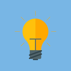 Concept ideas. Light bulb icon. Incandescent lamp. Flat style. Vector image.
