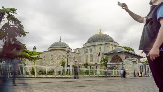 Sultan Ahmet Tomb in Istanbul, Turkey. Time Lapse 4k Video.