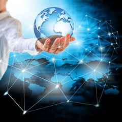 Earth from Space in hands, globe in hands Best Internet Concept of global business from concepts series. Elements of this image furnished by NASA. 3D illustration.
