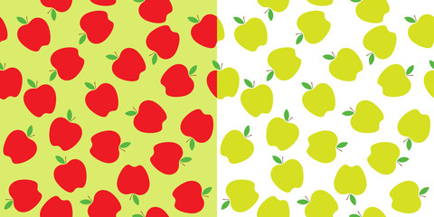 Red and Green Apples Seamless Vector Pattern Tiles. Repeating Print. Perfect for Back to School or Apple Picking or Food Packaging. Randomly Arranged Apples Background. Pattern Swatches are Included. - 212667918