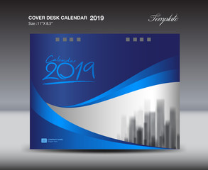 Blue Cover Desk Calendar 2019 Design template-2