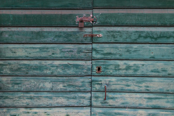 Old door. Vintage green doors. Antique