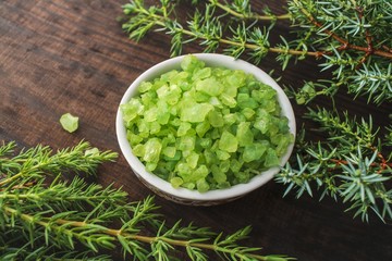 Bath salt .  Aroma of the nature . to breathe forest aroma . Green Spa - minerals for aromatherapy . 