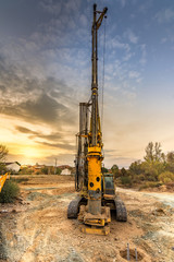 Machine for boring earth for the construction of pillars of a bridge in the province of Zamora in...