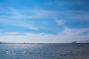 beautiful view of the lake on a bright sunny day
