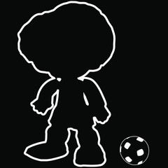 football player silhouette with classic soccer ball