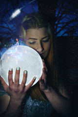 Naklejka premium Woman as moon fairy