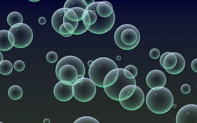 Dark background green mesh bubbles. Wallpaper, texture with bubble. 3D illustration