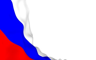 Waving flag of the Russian Federation. The National. State symbol of the Russia. 3D illustration