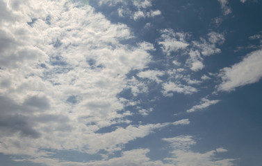 blue sky bright blue with white clouds