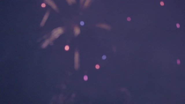 fireworks display in the night sky out of focus effect abstract shot