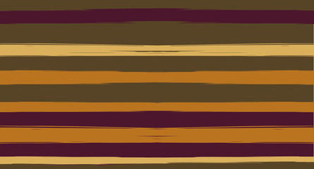 Brown Horizontal Watercolor Stripes Seamless Vector Winter Pattern. Old Style Hand Painted Graffiti Lines. Retro Vintage Narrow Seamless Sailor Stripes. Rough Cool Grunge Banner Paintbrush Background.