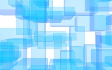 Blue and white abstract digital and technology background. The pattern with repeating rectangles. 3D illustration