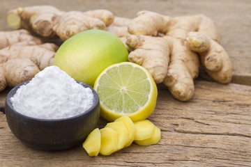 ginger, lemon and baking on the table