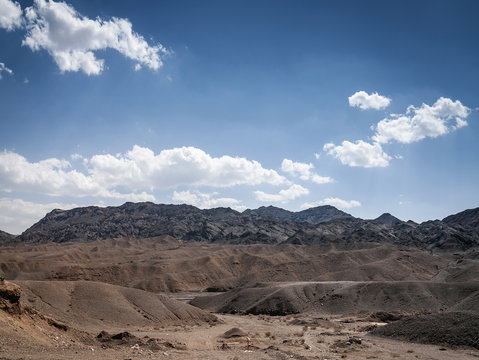 dry desert landscape view near yazd in southern iran