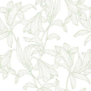 Seamless pattern with flowers lily