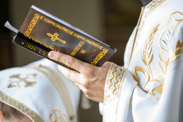 Objects and ornaments used in an othodox christening ceremony
