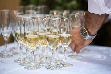 Champagne glasses on a table
