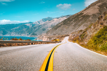 Famous Highway 1 at California Central Coast, Big Sur, USA