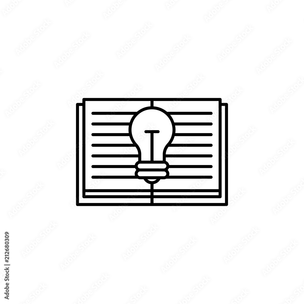 Poster bulb on a notebook icon. element of education icon for mobile concept and web apps. thin line bulb o