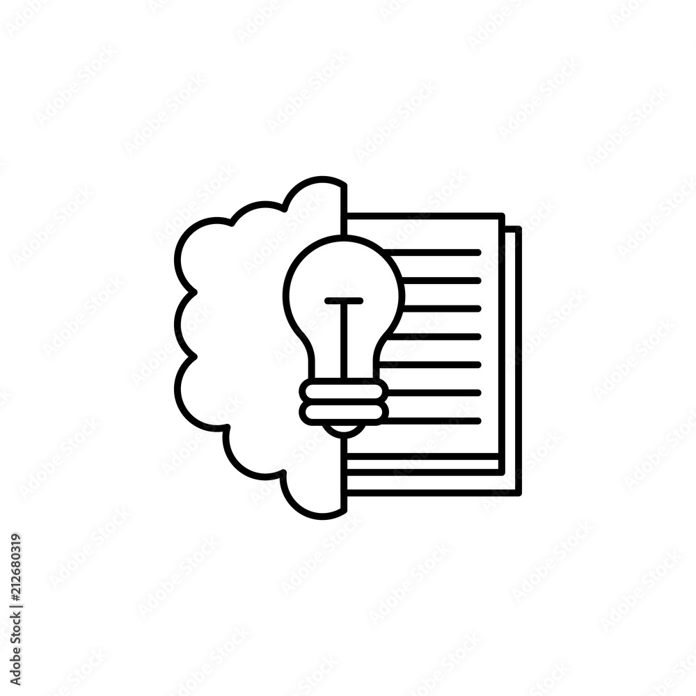 Poster brain and light bulb icon. element of education icon for mobile concept and web apps. thin line brai