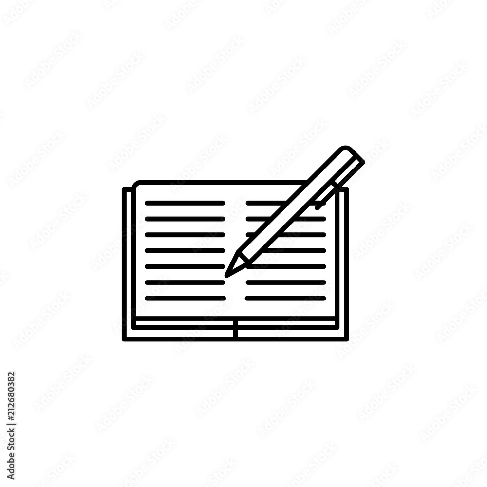 Poster pen and notebook icon. element of education icon for mobile concept and web apps. thin line pen and 